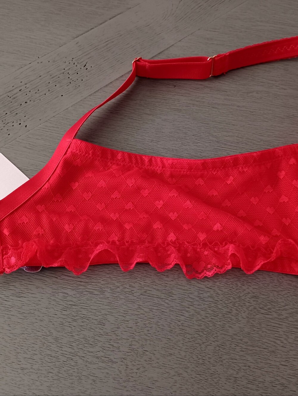 Savage X Fenty Sexy Satin Red Lace-Trim Underwire Bra, Size 42D - Picture 5 of 16